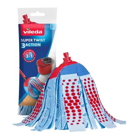 Vileda SuperTwist 3-Action XL Mop Refill, Reusable Mop Head Replacement