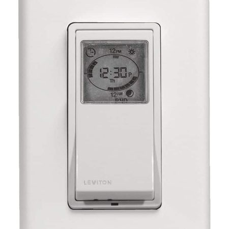 Leviton VPT24-742 Decora Vizia 24-Hour Programmable Indoor Timer with Astronomical Clock, White