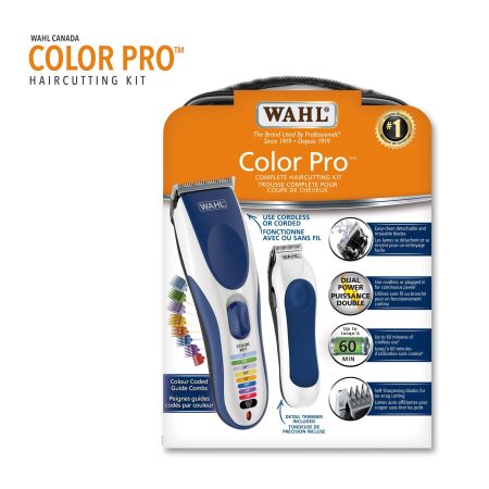 Wahl Colour Pro Haircutting Kit with Cordless Trimmer/Clipper, Guide Combs & Scissors, 24-pc