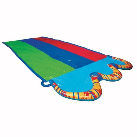 Banzai Inflatable Triple Racer Water Slide w/ Bodyboards, Kids' Summer Water Toy, Age 5+