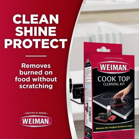 Weiman Complete Glass Cooktop Cleaning Kit, 3-pc, Include Scrub Pad, Scraper and Cleaning Solution