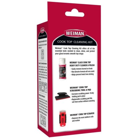 Weiman Complete Glass Cooktop Cleaning Kit, 3-pc, Include Scrub Pad, Scraper and Cleaning Solution