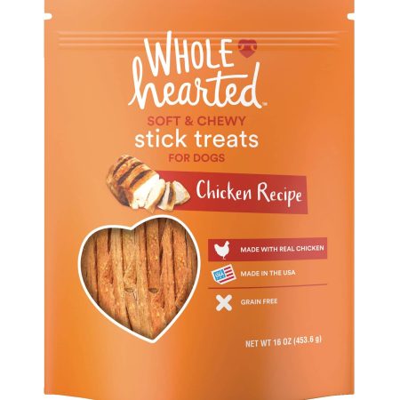 WholeHearted Grain Free Soft & Chewy Chicken Stick Dog Treats, 453-g