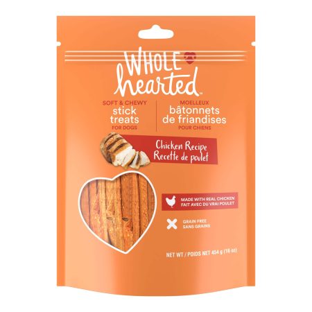 WholeHearted Grain Free Soft & Chewy Chicken Stick Dog Treats, 453-g