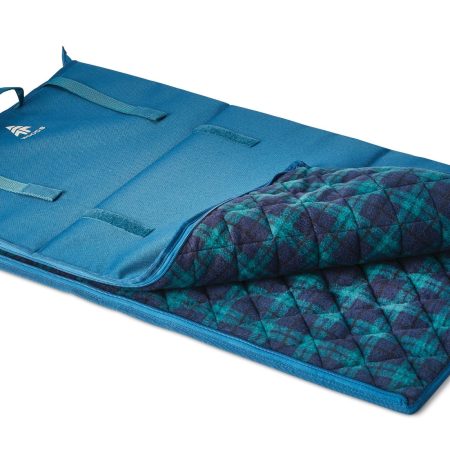 Woods DOG-WOOD Soft Plaid Folding Dog Camp Mat, 38.6-in x 31.1-in, Blue