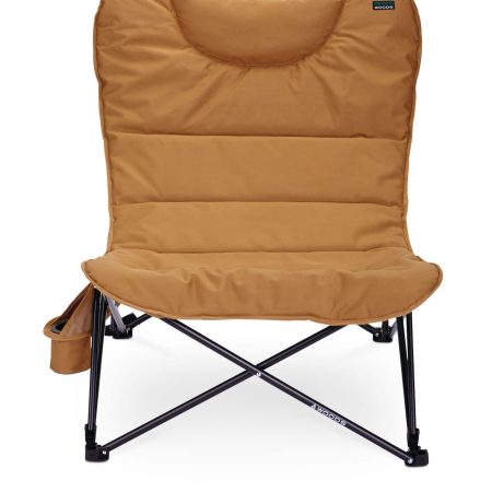 Woods Mammoth Padded Oversized Portable Folding Camping Quad Chair w/ Cup Holder & Carry Bag, Dijon