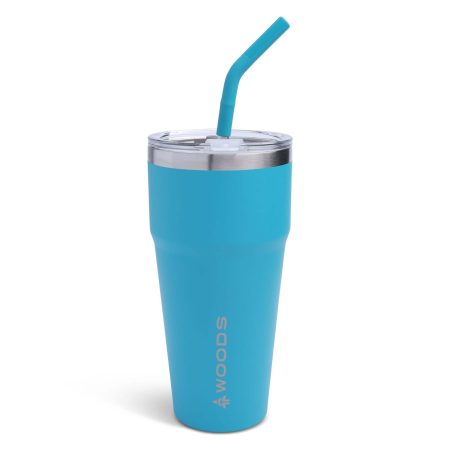 Woods Stackable Insulated Tumbler with Straw, Teal, 830-ml