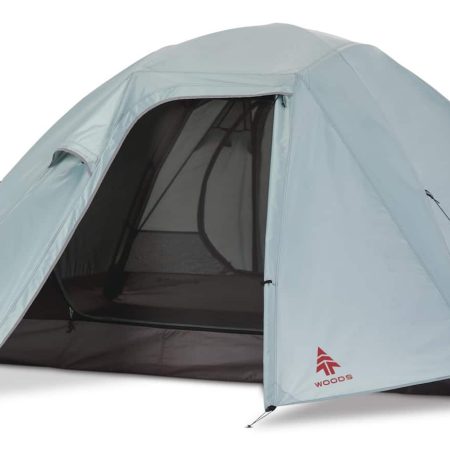 Woods Cascade 3-Season, 4-Person Camping Dome Tent w/ 2 Doors, Vestibules, Rain Fly & Carry Bag