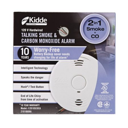 Kidde Worry-Free 120V Hardwired Talking Smoke and Carbon Monoxide (CO) Alarm With 10-Year Sealed Battery