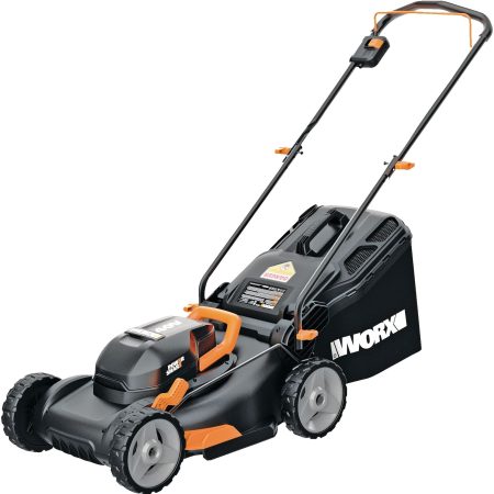 WORX 2-in-1 2x20V 4Ah Battery Cordless Brushed Walk Behind Push Lawn Mower, 17-in