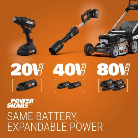 WORX WG779 40V Power Share™ Cordless Mulching Poly Lawn Mower, 14-in