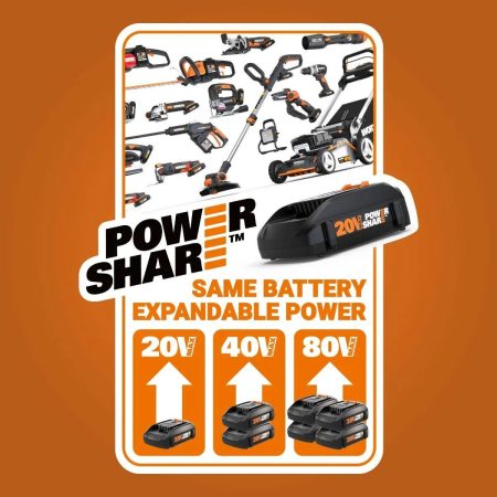 WORX WG779 40V Power Share™ Cordless Mulching Poly Lawn Mower, 14-in