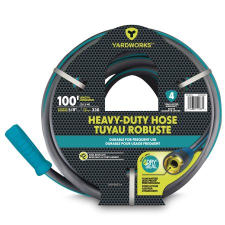 Yardworks Dry Seal Heavy-Duty PVC Hose with Grips, 100-ft