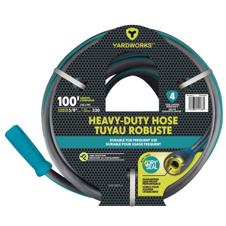 Yardworks Dry Seal Heavy-Duty PVC Hose with Grips, 100-ft