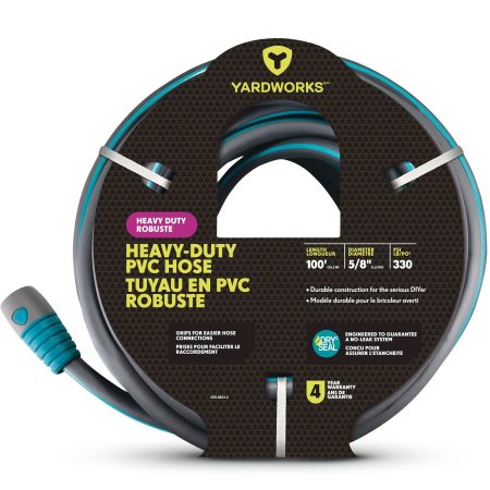 Yardworks Dry Seal Heavy-Duty PVC Hose with Grips, 100-ft