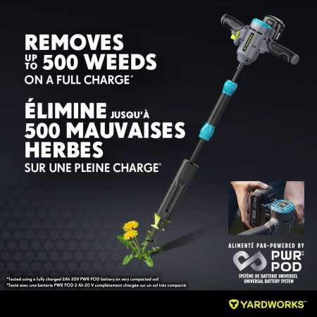 Yardworks 20V Cordless Battery-Powered Weeder, with PWR POD 2.0Ah Battery