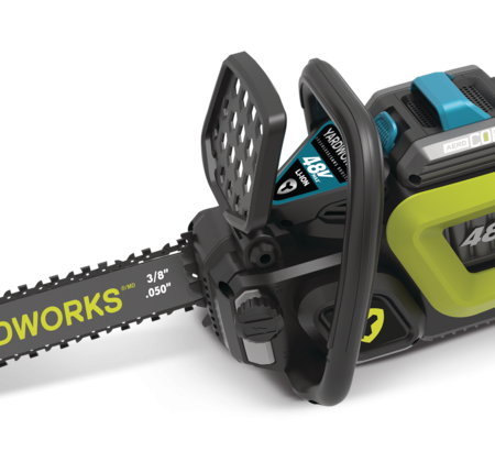 Yardworks 48 V Max Lithium-ion Brushless Chainsaw, 5 Ah Battery Included , 16-in