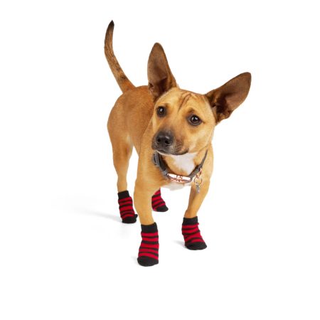 Petco Non-Skid Socks for Dogs, Black and Red, 2-pair