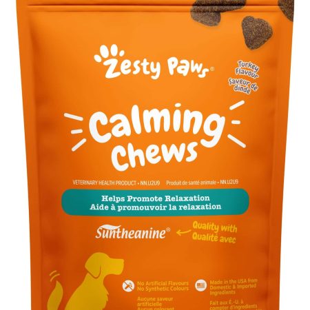 Zesty Paws Calming Chews Turkey Flavour Soft Chew Dog Supplement with Suntheanine®, 60-pk