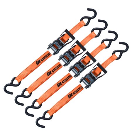 MotoMaster 3,000-lb Heavy Duty Ratchet Tie Down Strap, Non-Padded, 1-in x 10-ft, 4-pk