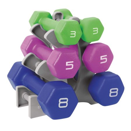 Cap Barbell Neoprene Dumbbell Weight Set with Rack, 32-lb