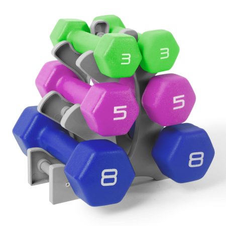 Cap Barbell Neoprene Dumbbell Weight Set with Rack, 32-lb