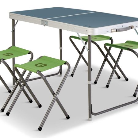 Outbound Camping Table and Stools Set, 5-pc, 4-Seats, Grey