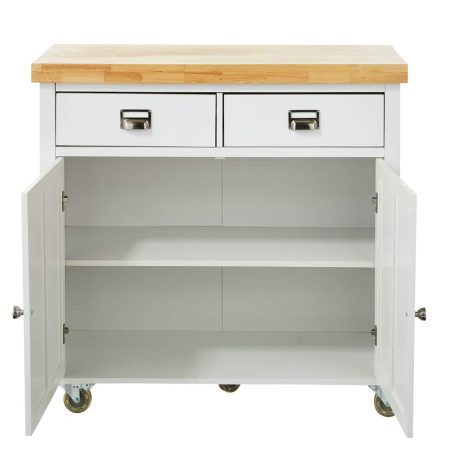 CANVAS Mayfield Wood Top Kitchen Utility Storage Cart/Island With Locking Wheels, White