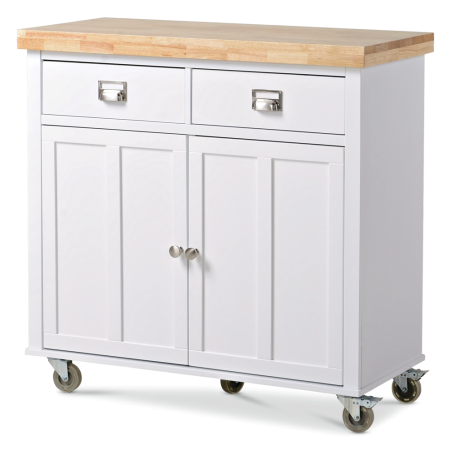 CANVAS Mayfield Wood Top Kitchen Utility Storage Cart/Island With Locking Wheels, White