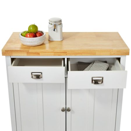 CANVAS Mayfield Wood Top Kitchen Utility Storage Cart/Island With Locking Wheels, White