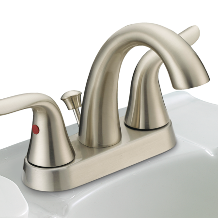 Danze Plymouth Double Handle 4-in Centerset Bathroom Sink Faucet with Pop-Up Drain, Brushed Nickel