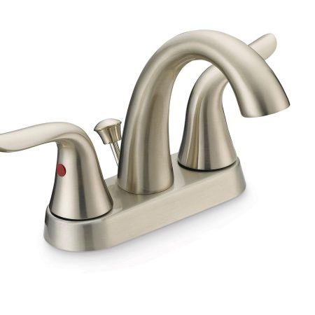 Danze Plymouth Double Handle 4-in Centerset Bathroom Sink Faucet with Pop-Up Drain, Brushed Nickel