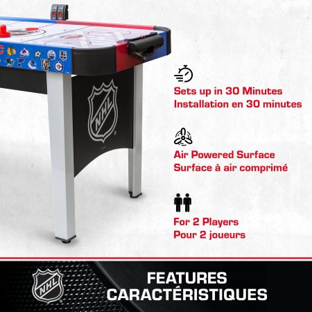 NHL Rush Hover Air Hockey Game Table w/ Electronic Scoreboard, Pucks & Pushers, 48-in