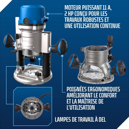 Mastercraft 11A 2-HP Corded Combination Plunge & Fixed Base Router with Case