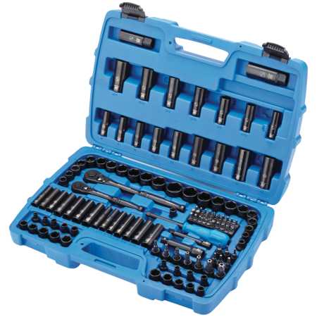 Mastercraft Socket Set, 122-pc, SAE / Metric, CRV, Black Steel Finish