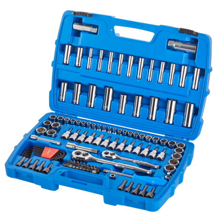 Mastercraft Socket Set, 128-pc, SAE / Metric, CRV, Nickel-Chrome Plating