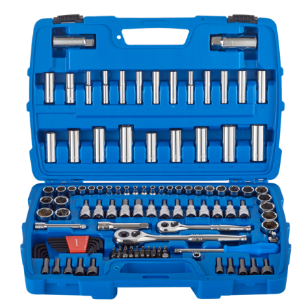 Mastercraft Socket Set, 128-pc, SAE / Metric, CRV, Nickel-Chrome Plating