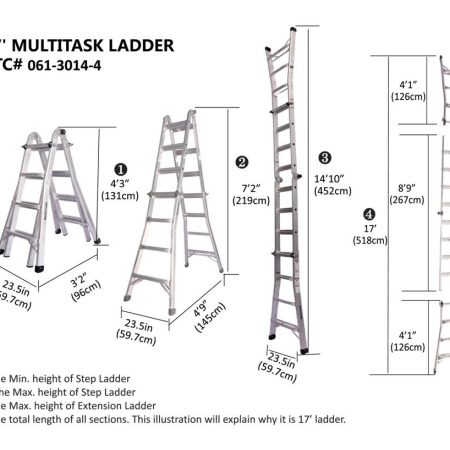 Mastercraft CSA Grade 1 Aluminum Multi-Task Ladder, 17-ft, 250-lb