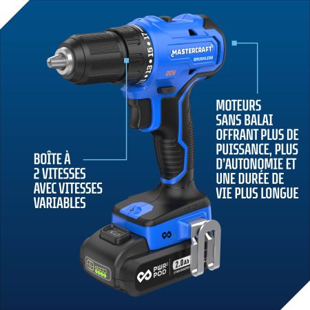 Mastercraft 20V Brushless Drill/Driver Kit with 2.0 Ah Battery & Charger