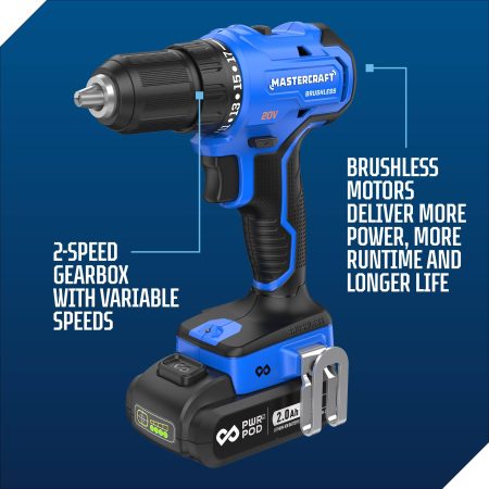 Mastercraft 20V Brushless Drill/Driver Kit with 2.0 Ah Battery & Charger