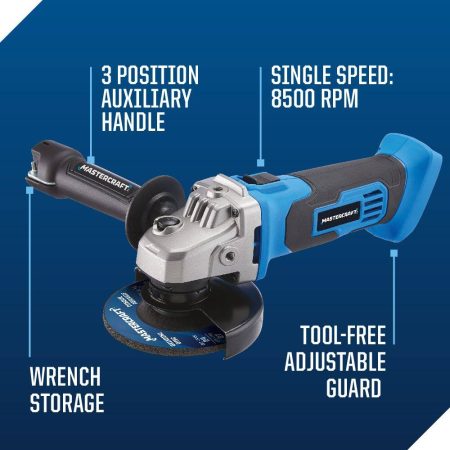 Mastercraft 20V Max Lithium-Ion Cordless Angle Grinder with Auxiliary Handle, 4-1/2-in, Tool Only, PWR POD Compatible