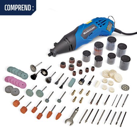 Mastercraft 1.4A Variable Speed Rotary Tool Kit with Attachments & Accessory Bits, 250-pc