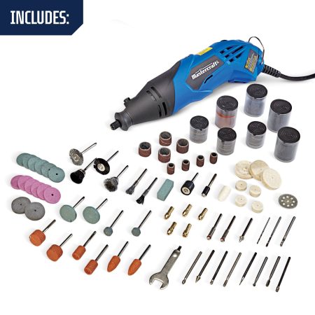 Mastercraft 1.4A Variable Speed Rotary Tool Kit with Attachments & Accessory Bits, 250-pc