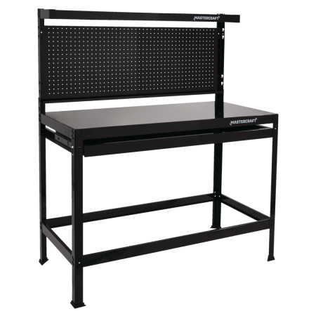 Mastercraft Steel Workbench/Work Table w/ Pegboard & Slide Drawer, 48 x 22 x 60-in