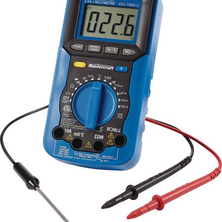 Mastercraft 5-in-1 Digital Multimeter, Measures AC/DC Voltage and Current, Blue