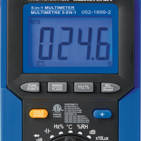 Mastercraft 5-in-1 Digital Multimeter, Measures AC/DC Voltage and Current, Blue