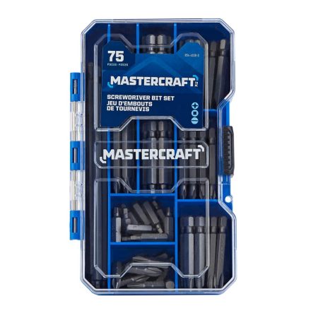 Mastercraft Carbide Assorted Screwdriver Bit Set for Metal, Plastic, Masonry, 75-pc