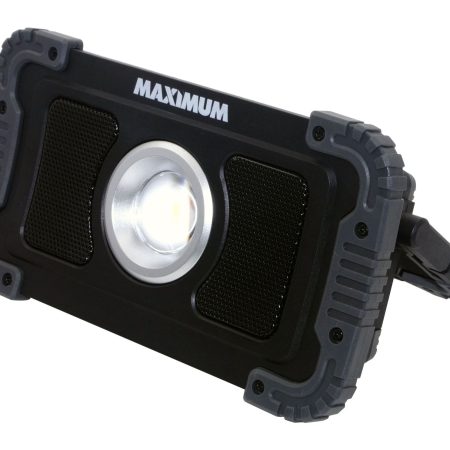 MAXIMUM 1200 Lumens Durable Utility Bluetooth Light Speaker, Batteries Included, Black