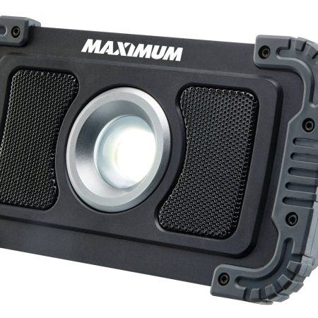 MAXIMUM 1200 Lumens Durable Utility Bluetooth Light Speaker, Batteries Included, Black