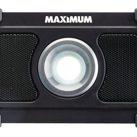 MAXIMUM 1200 Lumens Durable Utility Bluetooth Light Speaker, Batteries Included, Black